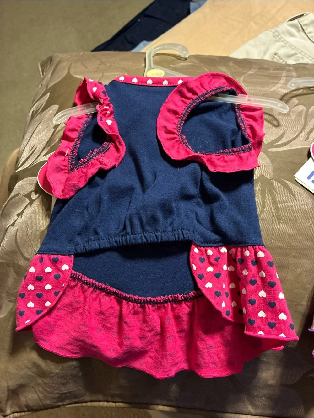Girls Pink Rainbow Heart Ruffle Tank Dress for doggy